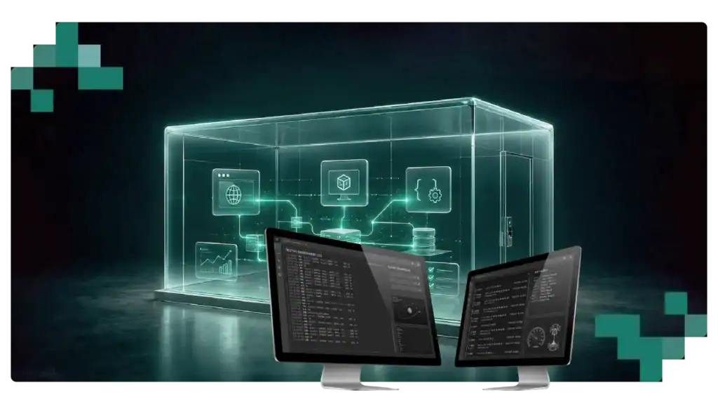 A cover image of a blog that talks about Desktop Test Automation for IP-Sensitive PLM: On-Premise Guide. The image represents secure on-premise test automation for PLM environments, enabling organizations to automate desktop applications, validate engineering workflows, and protect intellectual property while maintaining compliance, data security, and operational control.