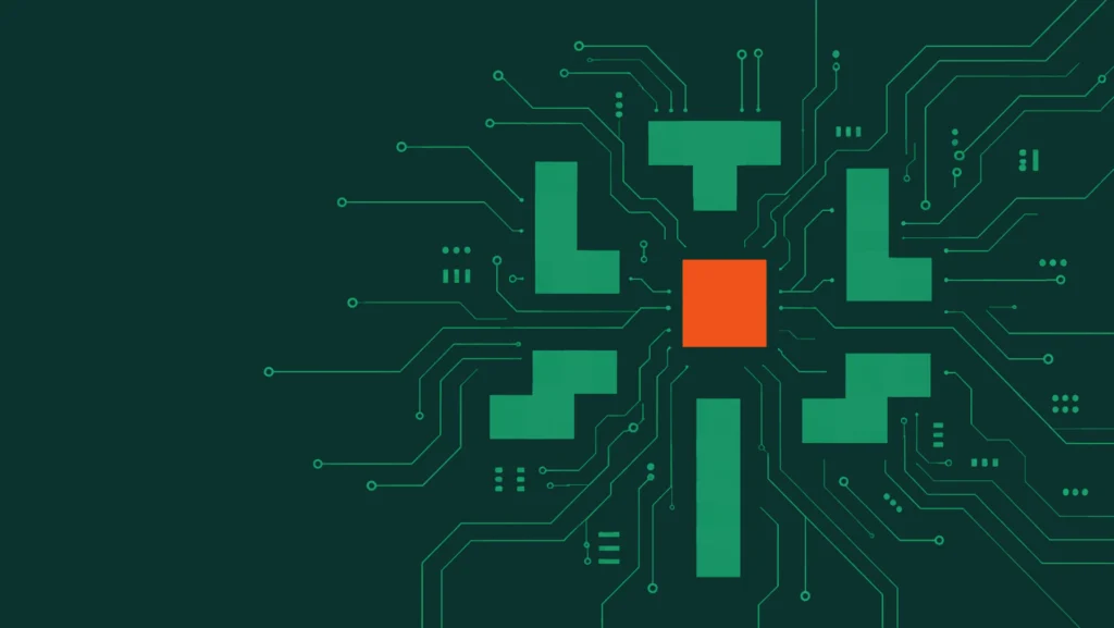 Cover image for a guide comparing the best PLM test automation tools for semiconductor and electronics companies in 2026. The illustration highlights automated testing of complex PLM workflows, CAD interfaces, BOM management, engineering change processes, and enterprise applications used in semiconductor and electronics product development.