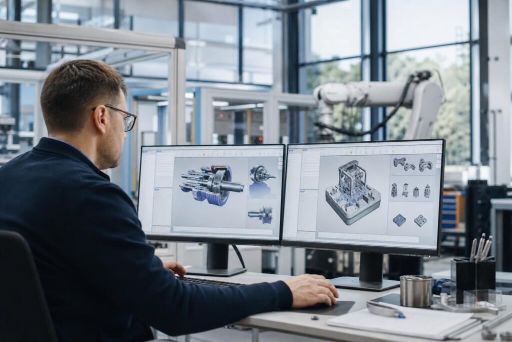 Illustration comparing six PLM test automation tools for high-mix manufacturing, highlighting automated testing of complex product configurations, engineering change workflows, BOM validation, CAD integration, and regression testing in 2026